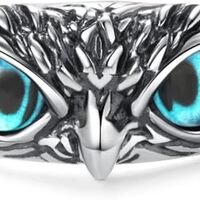 DonBuLa Blue Eye Open Owl Statement Animal Rings Personalized Vintage Evil Wrap Adjustable Stacking 