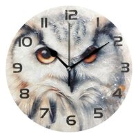 Flradish Realistic Owl Portrait Wall Clock, 10 Inch Silent Non-Ticking Round Wall Clock Battery Oper