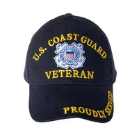 Artisan Owl U.S Coast Guard Veteran Proudly Served Embroidered Cotton Cap, NavyBlue (One Size)