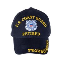 Artisan Owl U.S Coast Guard Retired Proudly Served with Logo Embroidered Cotton Cap, NavyBlue (One S