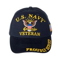 Artisan Owl United States NavyVeteran Proudly Served Embroidered Cotton Cap, NavyBlue (One Size)