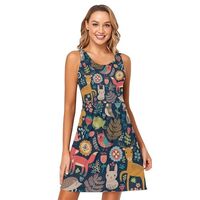Women's Summer Sleeveless Casual Dress T-Shirt Tank Dresses Swing Cover Up Sundress with Pocket