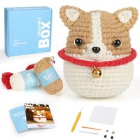 CrochetBox Crochet Kit for Beginner, Dog and Owl Learn How to Crochet Stuffed Animals Gift for Adult