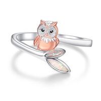 TANGPOET Owl Rings Jewelry for Women 925 Sterling Silver Open Adjustable Owl Finger Thumb Rings Gift