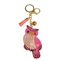 Popfizzy Pink Owl Keychain for Women and Girls, Bling Animal Bag Charms, Rhinestone Pink Purse Charm