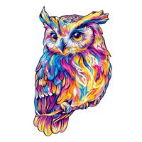Wooden Puzzles for Adults - Challenging Painted Owl Adult Puzzle, Unique Animal Shaped Wooden Jigsaw