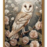 Djmwtb Framed Vintage Wall Art, Owl Wall Art,Flower Pictures Wall Decor,Nature Botanical Paintings C