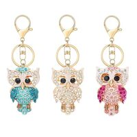 Sunch Craft 3 Pcs Owl Rhinestone Keychains Sparkling Alloy Keyring Women Girl Handbag Cute Pendant P