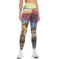 Owl Family Bird Women's High Waisted Workout Leggings Tummy Control Soft Yoga Pants M
