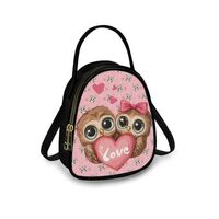 Jolamirel Cartoon Owls Small Crossbody Bags for Women Kawaii Owl Bird Zip Cell Phone Purse, Pink PU 