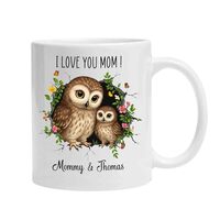 Personalized Owl Baby And Mummy Coffee Mug, Owls Bird Mug Cup Gifts For Grandmother Mama, 3D Owl Cra
