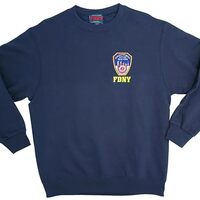 Artisan Owl F.D NY-Inspired Embroidered Crew Neck Sweatshirt, Relaxed Fit, Navy Blue (Large)