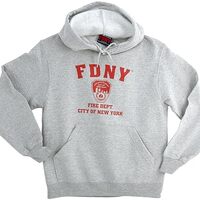Artisan Owl Fire Department New York Style Screen Printed Hoodie Sweatshirt, Regular, Grey (Large)