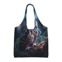 WBQLSL Owl Listening Printed canvas bag for women, large capacity shoulder bag, daily travel handbag