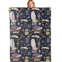 MIEPOS Gothic Magic Owl and Spell Book Throw Blanket, 60x80in, Soft, Lightweight Flannel,Mystical Wi