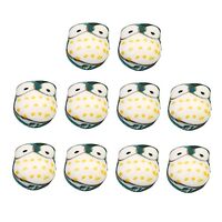 Uonlytech 10pcs Cartoon Owl Ceramic Beads for DIY Jewelry Making Creative Animal Loose Beads Army Gr