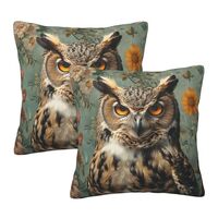 Lalamelody Mystical Owl Art Print William Morris Abstract Vintage Floral Design Throw Pillow Covers