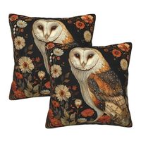Lalamelody Mystical Owl Art Print William Morris Abstract Vintage Floral Design Throw Pillow Covers 