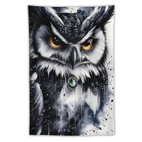 DuduYH Black and White Watercolor Owl Tapestry Polyester Wall Hanging Modern Aesthetic Tapestry for 