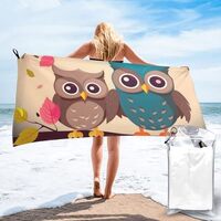 FHEDVBN Cute Owls Beach Towel Oversized 31.5"x63" Microfiber Quick Dry Travel Camping Towe