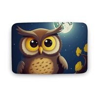 Bathroom Rugs Owl and Yellow Moon Bath Mat Washable Door Mat Non-Slip Carpet Soft Absorbent Bath Mat