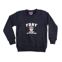 Artisan Owl New York Fire Department Style Embroidered Crew Neck Sweatshirt, NavyBlue (Large)
