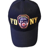 Artisan Owl NY Fire Department-Inspired Baseball Cap, Blue with Gold Letters