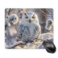Square Mouse Pads Winter White Owl Mouse Pad for Computers Laptop Desk Washable Mousepad Non-Slip Mo