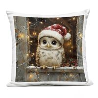 Stupell Industries Festive Owl with Holiday Lights Outdoor Printed Throw Pillow, 18 x 7 x 18, Brown