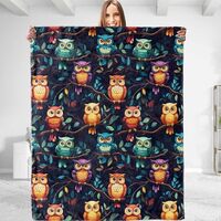 dhakalrlde Cut Owl Blanket - Plush, Soft, Comfy, Lightweight, Warm, Fuzzy, Cozy and Charming Flannel