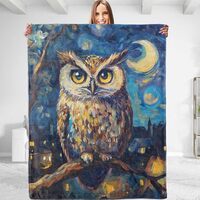 dhakalrlde Owl Blanket - Plush, Soft, Comfy, Lightweight, Warm, Fuzzy, Cozy and Stylish Flannel Thro