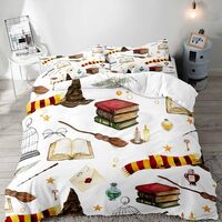 LUVIVIHOME 3PCS Halloween Duvet Cover Full Bedding Set, White Duvet Cover, Magic Potion Spell Book W