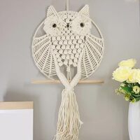 XnxnzhHo Owl Macrame Wall Hanging, Boho Hand Woven Tapestry, Summer Home Decorations, Hanging Art, f