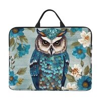 Owl Spring Flowers Turquoise Laptop Case Sleeve 14" Laptop Bag Shockproof Computer Carrying Cov