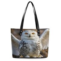 Leather Tote Bag Crossbody Bags for Women Fashion Top Handle Handbag Snow Owl Ladies Shoulder Bags C