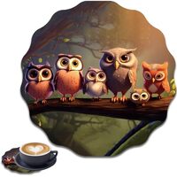 Cute Owl Mouse Pad and Coaster Combination, Lace-Shaped Waterproof Non-Slip Mouse Pad, Suitable for
