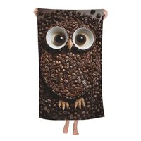 LKWSCGHM Coffee Bean owl Beach Towel 52 x 32 in Vacation Essentials Quick Dry Sand Free Pool Swim To