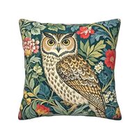 William Morris Owl Vintage Floral Botanical Forest Animal Throw Pillow Covers Home Decorative Square