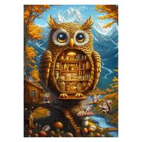 Owl Puzzles for Adults 1000 Pieces, Fantasy Forest Bird Tree House Jigsaw Puzzles, Nature Animal Col