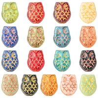 LiQunSweet 17 pcs 17 Colors Handmade Lampwork Owl Beads Vintage Metal Enlaced Animals Glass Beads fo