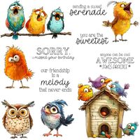 FUGUT Funny Birds and Owls with Rich Expressions Clear Stamps and Cutting Dies for Scrapbooking, Car