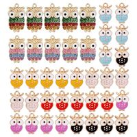 Framendino, 40 Pack Enamel Owl Charms Bird Gold Colorful Metal Pendant Animal for DIY Jewelry Making