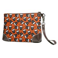 Small Clutch Purses for Women - Owls And Boo Leather Wristlet Wallets for Women with Wrist Strap