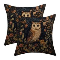Black Pillow Covers 18x18 Set of 2 Inches Vintage Owl Floral Throw Pillow Covers Outdoor Decoration 