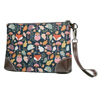 Small Clutch Purses for Women - Autumn Fox Owl Leather Wristlet Wallets for Women with Wrist Strap