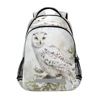ALAZA White Owl on A Branch Snowflake Backpack for Boys Girls Students Elementary School Bag Kids Bo