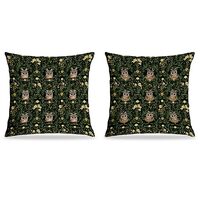 FITIE William Morris Inspired Owl Pillow Covers 18x18 Set of 2, Art Deco Decor, Dark Academia Art No