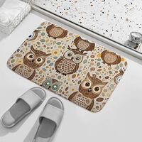 Door Mat Outdoor Indoor Welcome Mats Non Slip Floor Mat Cute Brown Cartoon Owls Front Doormat for En