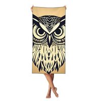 LONGZEHAO Peach Skin Velvet Quick Dry Lightweight Cute Owl Print Beach Towel for Beach,Bath,Pool,Gym