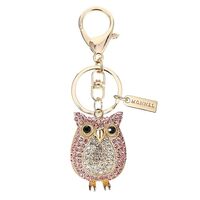 MONNEL Women's Zinc Alloy Metal Big Crstal Owl 3D Charm Pendant Lobster Clasp Key Ring Keychain